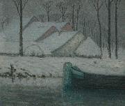 Snowy landscape with barge William Degouwe de Nuncques